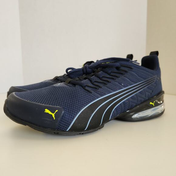 PUMA Mens Voltaic Evo Cross Trainer, Club Navy-PUMA Mens Black-Electric Lime, 11